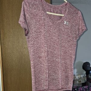 Under Armour Women's Heathered Red V-Neck Tee